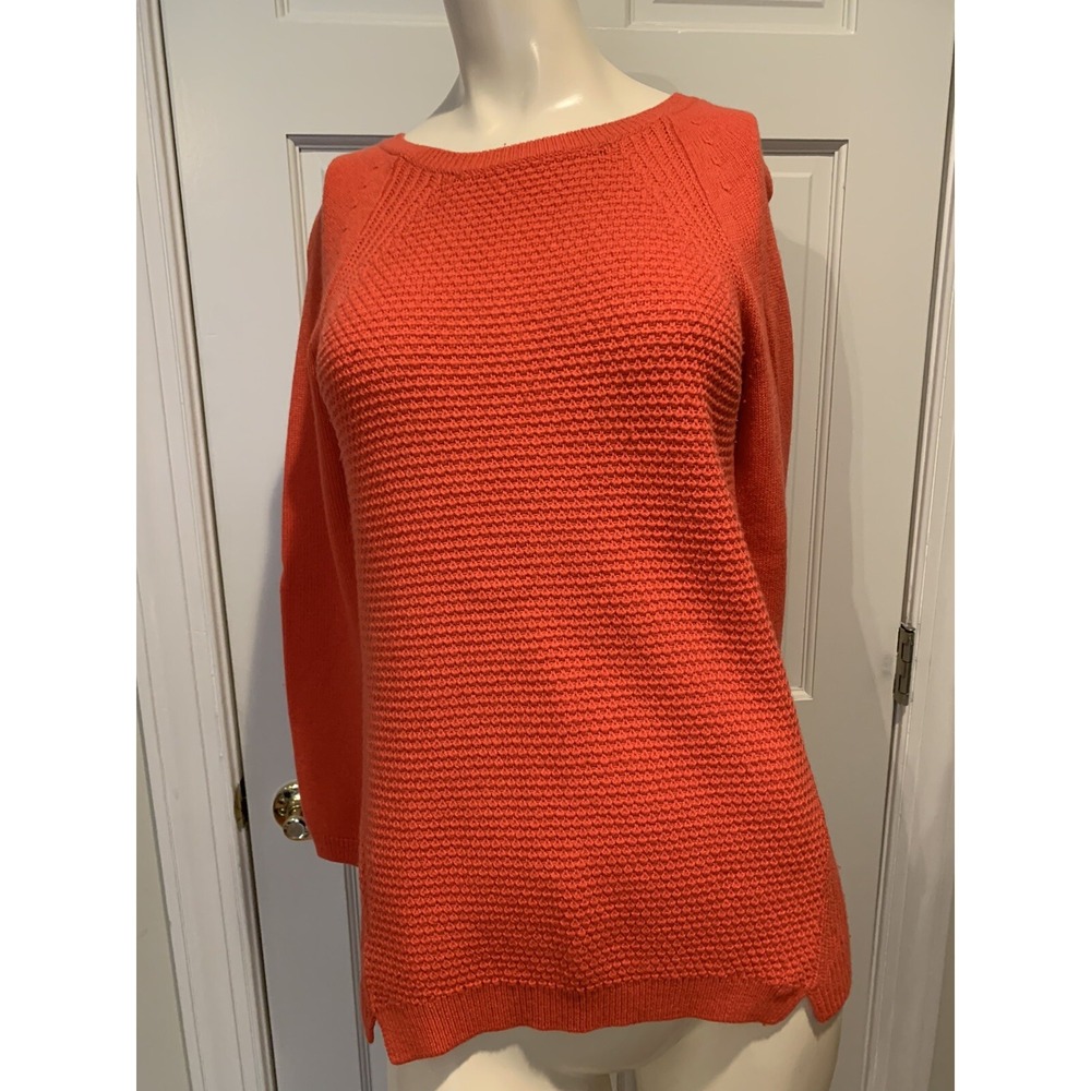 Ann Taylor Loft Long Sleeve Merino Wool Rayon Nylon Thick Sweater Coral‎ SP